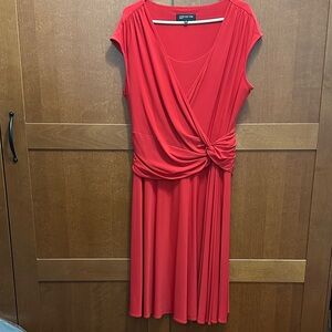 Jones New York Red Midi Dress with Knot Detail